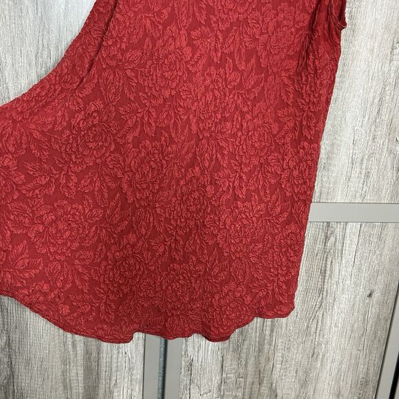 Uru Silk Top Tunic Artsy Boho A Line Burnt Red Color - Picture 4 of 6